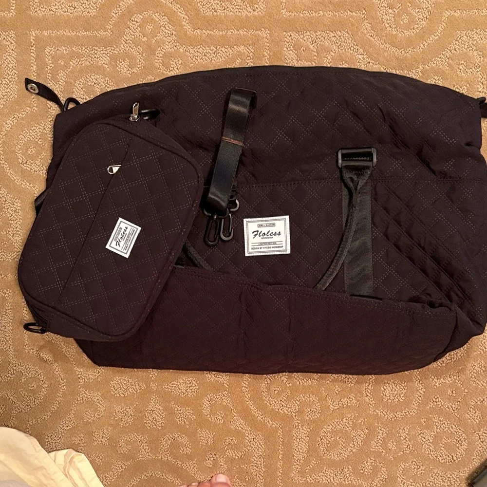Black Quilted Bag Set